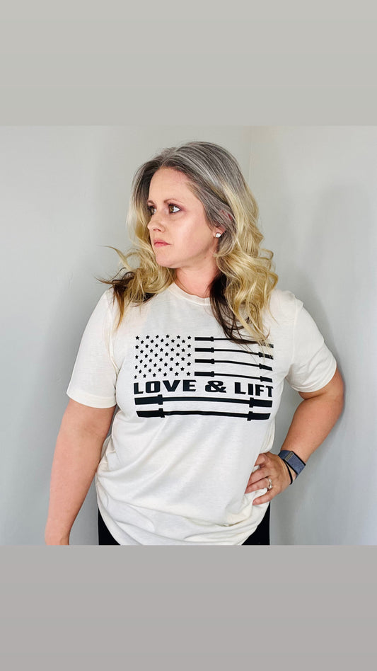 Bold Love & Lift Barbell Flag Unisex T-shirt